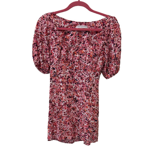 Stillwater pink floral puff sleeve mini dress, small